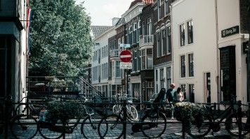 Bridges over canals in Gouda city of the Netherlands