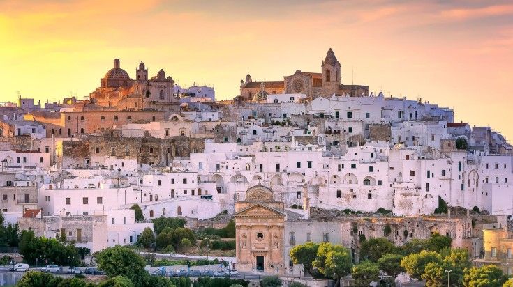 Ostuni city in sunset, South Italy.