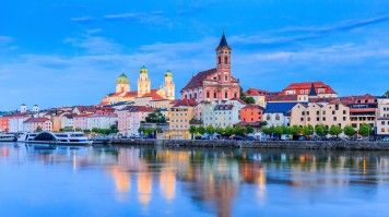 Scenic view of Passau, Germany, with its historic buildings and churches.