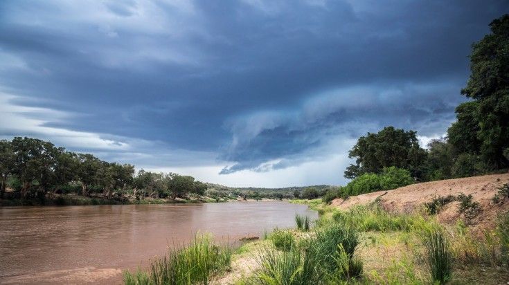 Olifant river on a rainy day in Kruger National Park.