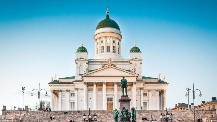 Famous Senate Square in Helsinki on a summer evening.