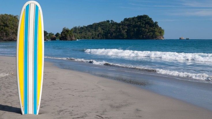 Surfboard near the shores of the Manuel Antonio rainforest. Surboard near the shores of Manuel Antonio rainforest.