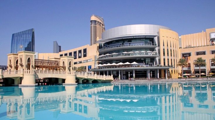 The exterior of Dubai Mall captured during the morning.