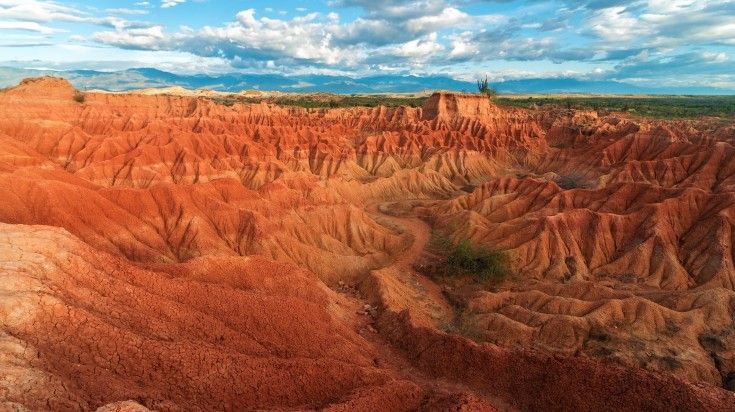 Red rock formations at Tatacoa Desert in Colombia.