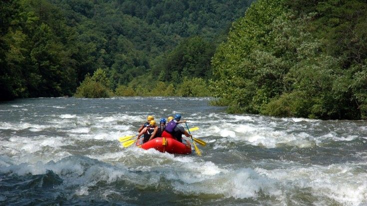 Tourists rafting in the Pacuare River. Tourists rafting in the Pacuare River.
