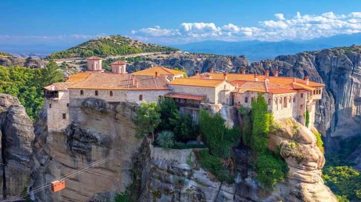 Panoramic view of Holy Monastery in Varlaam on a clear day.