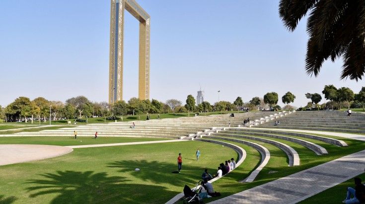 View of Dubai Frame from Zabeel Park seen when spending 10 days in Dubai.