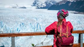 A woman tourist admiring the beauty of Perito Moreno Glacier during her 10 days in Argentina.