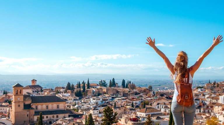 A girl in Granada with open arms during her 3 weeks in Spain.