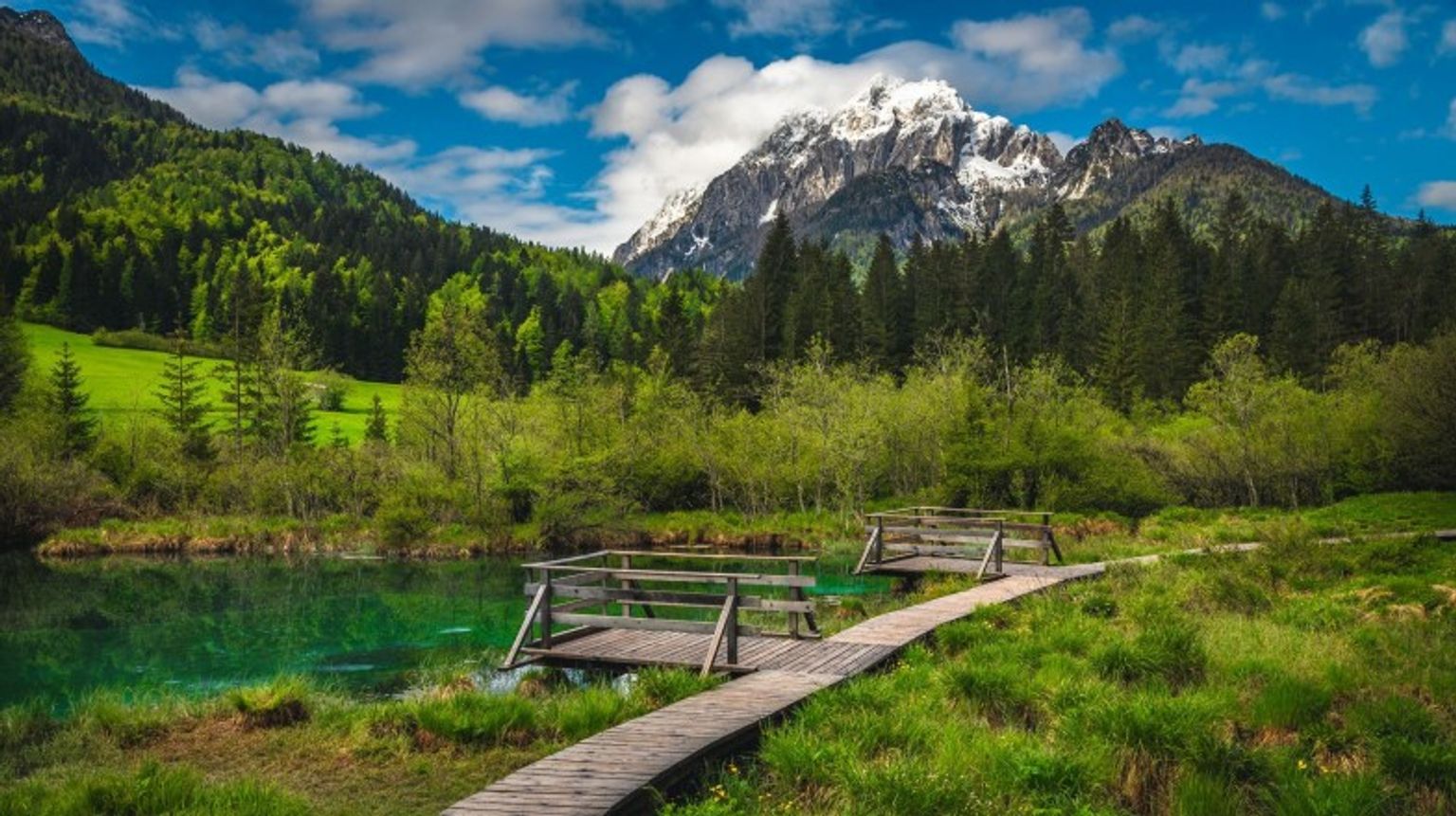 Go on amazing hikes, explore wonderful cities and cycle to many lakes while spending 5 days in Slovenia. Walk wooden walkway around Lake Zelenci while spending 5 days in Slovenia.