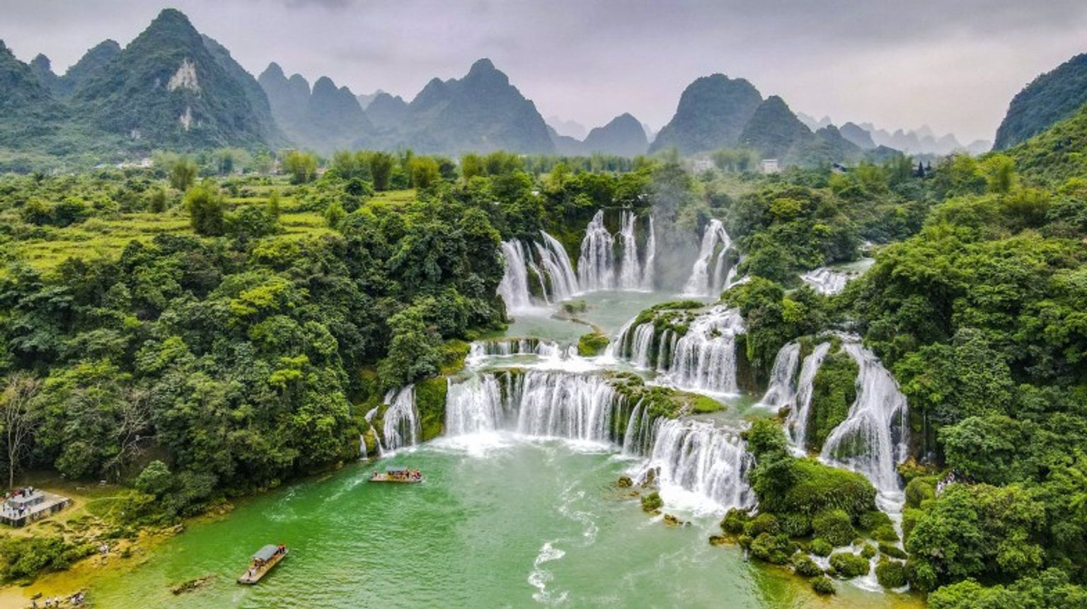 Get an aerial view of Ban Gioc Waterfall while spending 6 days in Vietnam.