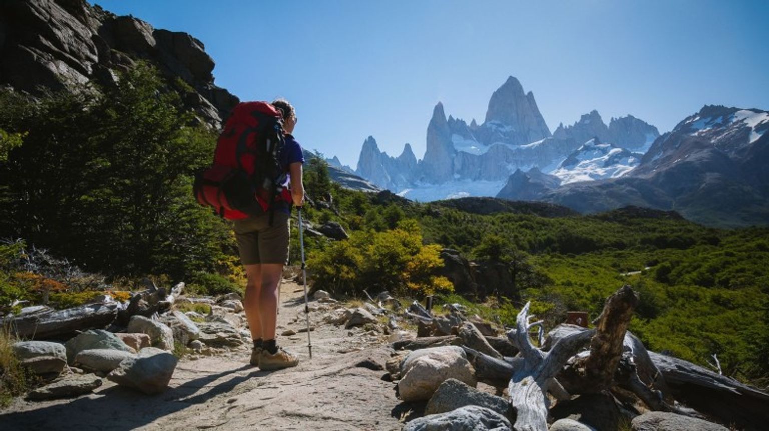 Hike the stunning Fitz Roy and soak in the beauty of Patagonia during your 9 days in Argentina. A young girl hiking and admiring the beautiful Mt.Fitz Roy on her 9 days in Argentina.