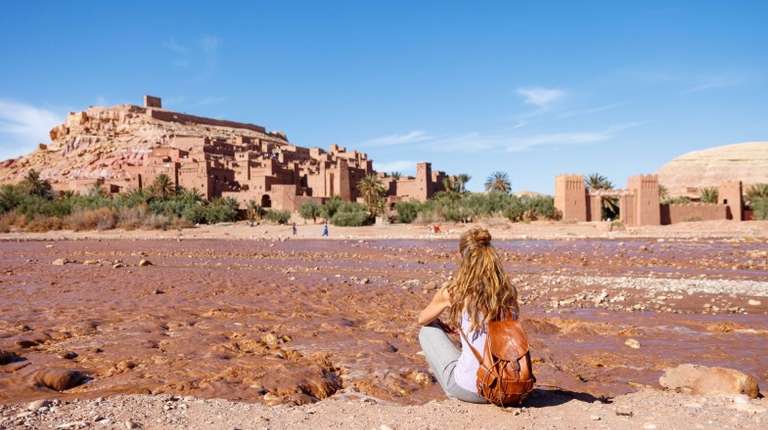 A girl admiring Ben haddou during her 9 days in Morocco.