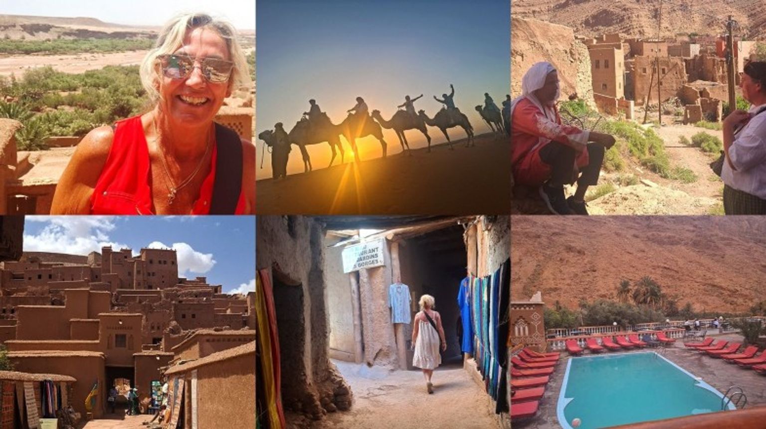 Tracey's trip to Morocco presented in a collage of photographs. A collage of some of Tracey's photographs from Morocco