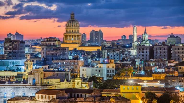 View of the old town skyline in Havana, Cuba in July
