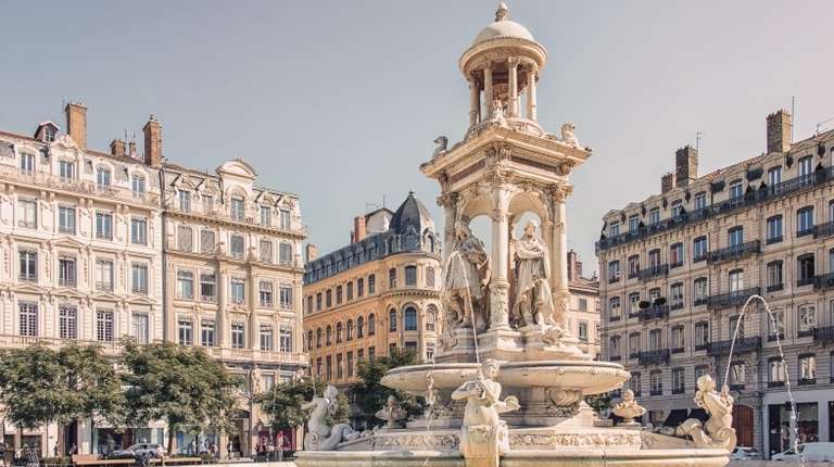 Place des Jacobins in the city of Lyon, France in August.