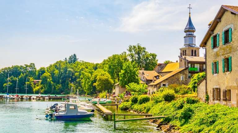 Cityscape of french city Yvoirem in France in July.