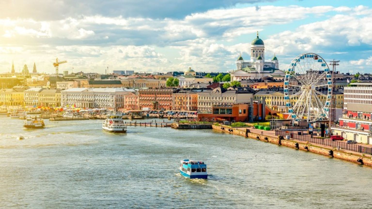Cityscape of Helsinki on a cloudy day during summer in Finland.