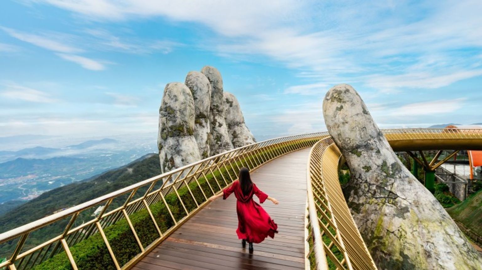 See the Golden Bridge at Bana hills while spending 12 days in Vietnam.