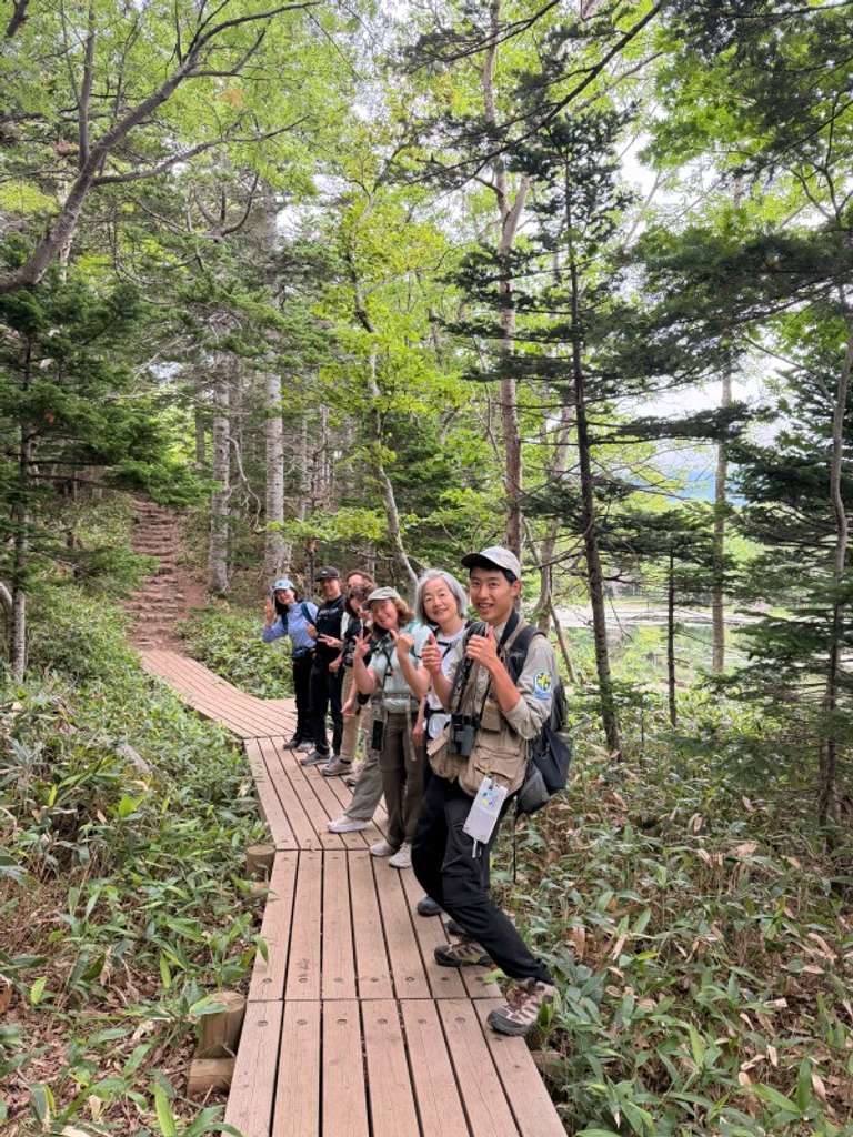 A group of traveler on a trail in Japan