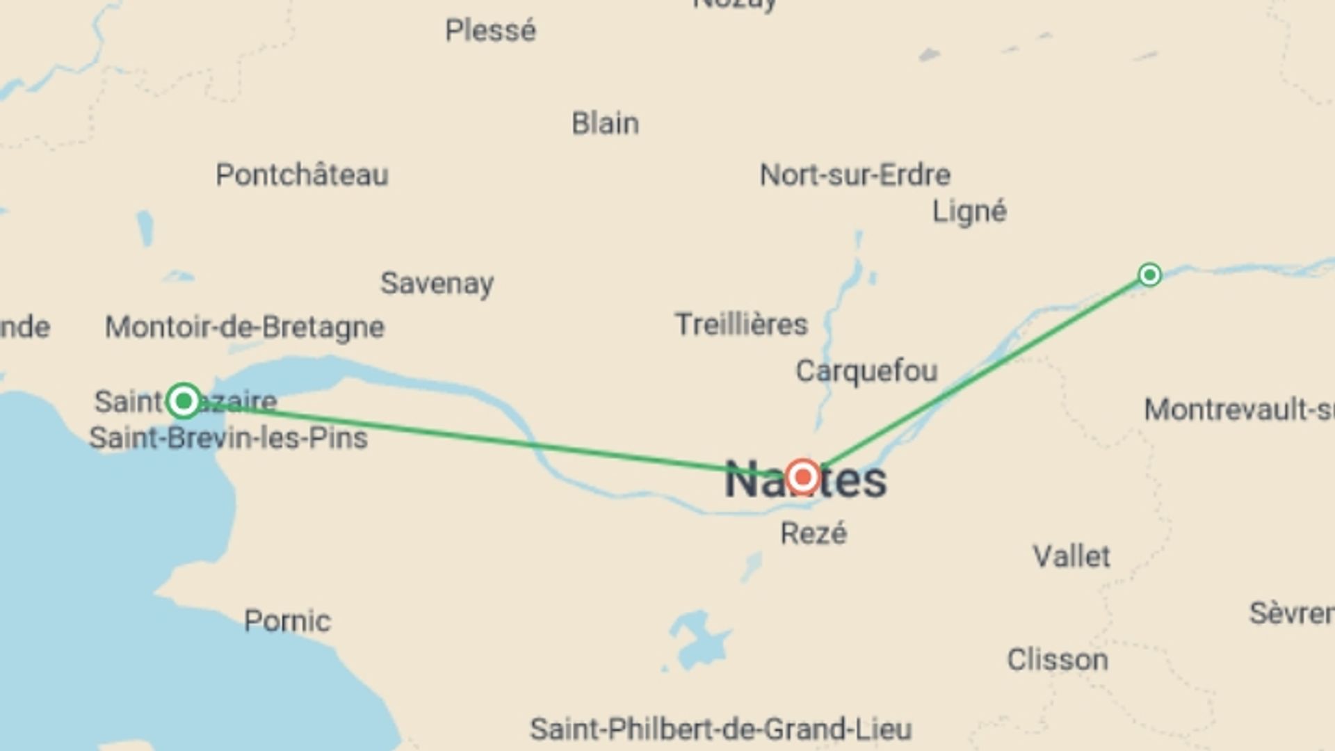 A map showing the tour itinerary for the trip: The Loire Valley, a Royal legacy (port-to-port cruise), starting in Pays de la Loire, France and ending in Pays de la Loire, France going through 4 other destinations.