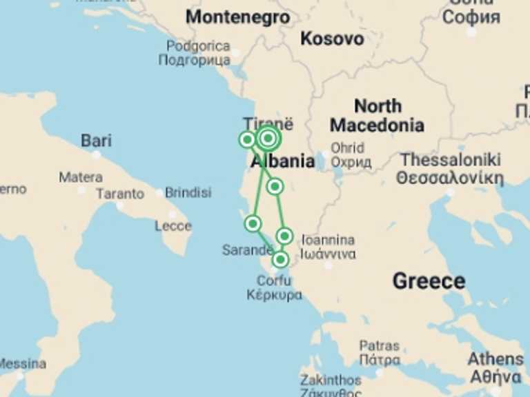Map of a City sightseeing Tour with 5 destination visits for the trip: Mini UNESCO Food Tour – 4 Days 