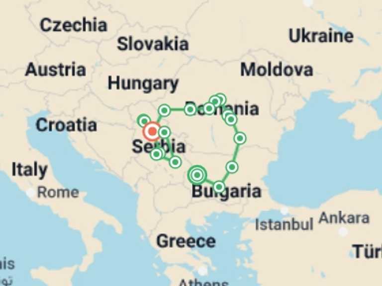 Map itinerary of Plovdiv Tour in November 2025 with 10 destination visits for the trip: Discovering the Magic of the Balkans