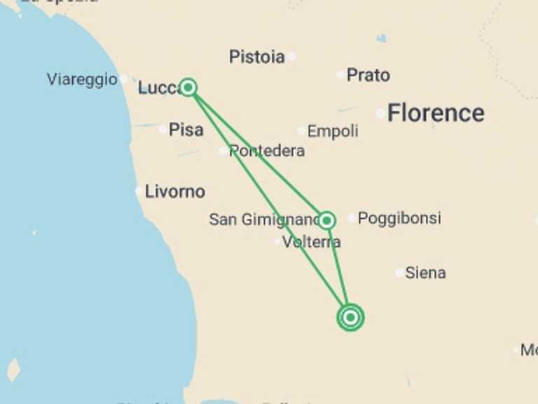 Map of Rome Explorer Tour with 4 destination visits for the trip: Rome & Live Like a Local in a Tuscan Villa