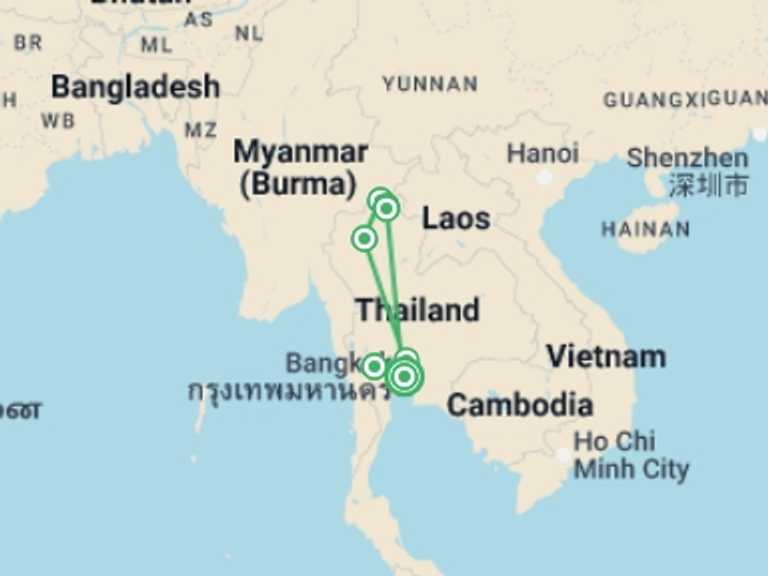 Map of a Local culture Tour with 7 destination visits for the trip: Beautiful Northern Thailand
