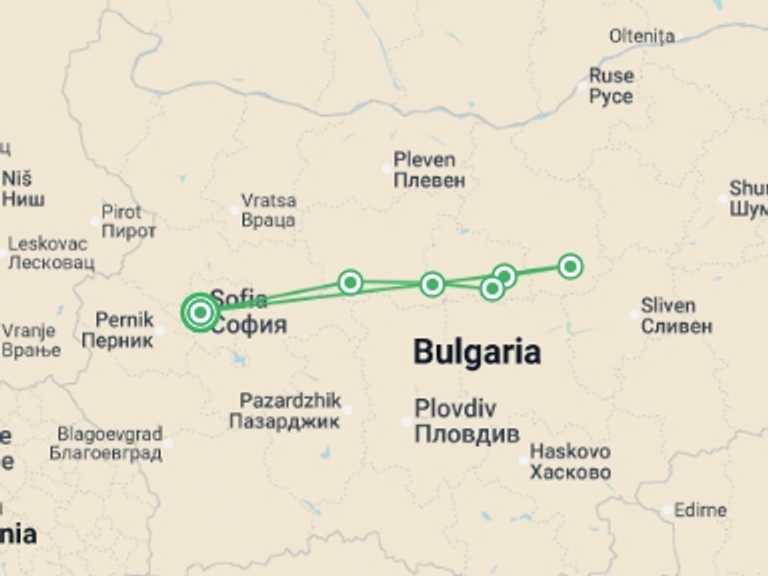 Map of Europe Tour with 6 destination visits for the trip: Balkan Mountains Guided Cycle