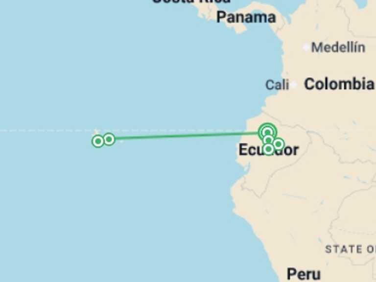 Map itinerary of Isla Santa Cruz Tour in Summer with 6 destination visits for the trip: Ecuador Amazon & Galapagos Family Holiday