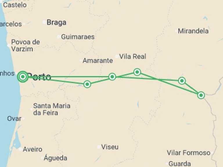 Map of Europe Tour with 6 destination visits for the trip: Picturesque Solo Douro Cruise