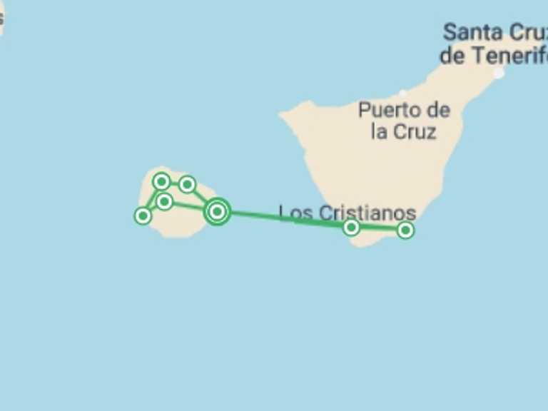 Map of a Walking Tour with 7 destination visits for the trip: 8 Days / 7 Nights - Hiking Highlights Of La Gomera