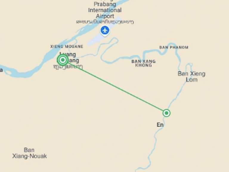 Map itinerary of Luang Prabang Tour in May 2026 with 1 destination visits for the trip: Homestay & Hiking Adventure 2D/1N