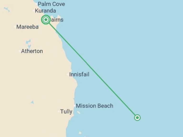 Map itinerary of Cairns Tour in Spring with 2 destination visits for the trip: Great Barrier Reef Explorer