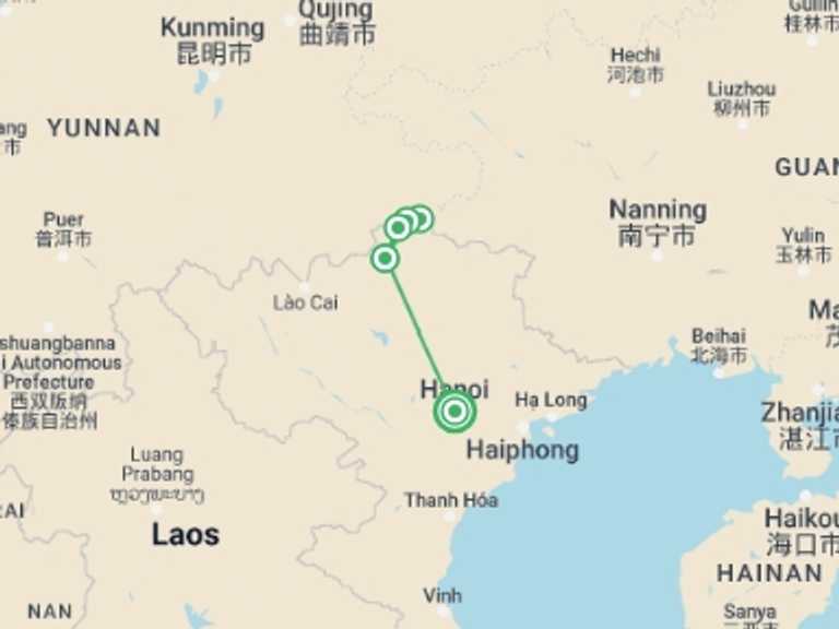 Map of Hanoi Active and outdoor Tour with 3 destination visits for the trip: Ha Giang Loop Trekking 4 Days 3 Nights