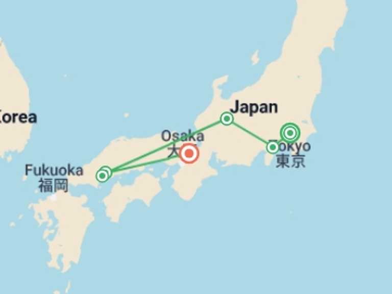 Map of Osaka Tour with 6 destination visits for the trip: Japan Explorer