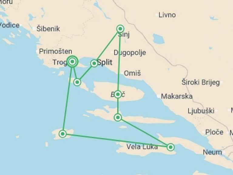 Map of Europe Tour with 6 destination visits for the trip: Croatia Family Adventure
