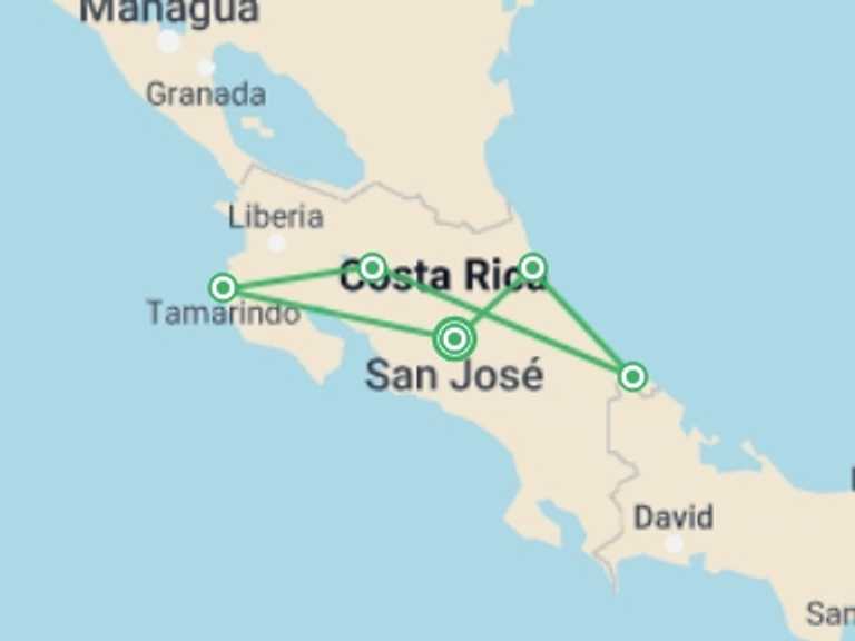 Map itinerary of San Jose Tour in October 2026 with 5 destination visits for the trip: From The Atlantic To The Pacific