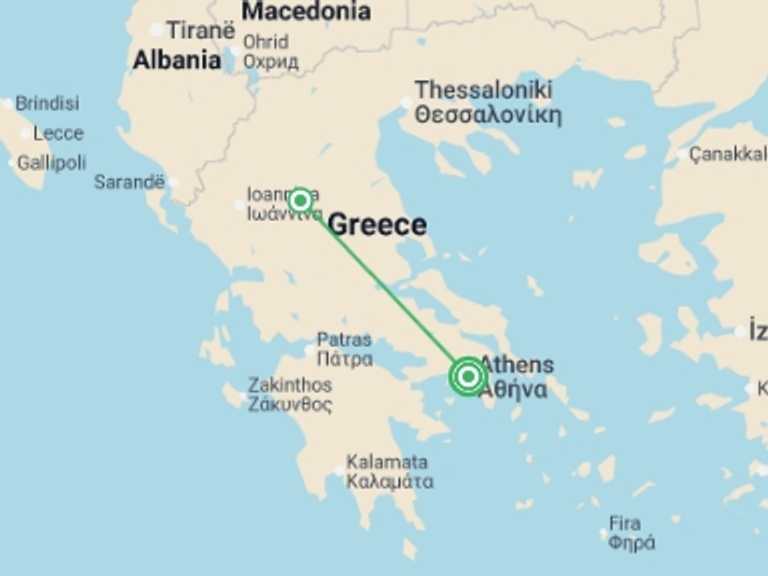 Map of Greece Tour with 3 destination visits for the trip: Essential Greece
