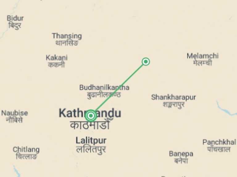 Map itinerary of Nepal Tour in Winter with 2 destination visits for the trip: Himalaya & Everest View Trek 3D/2N