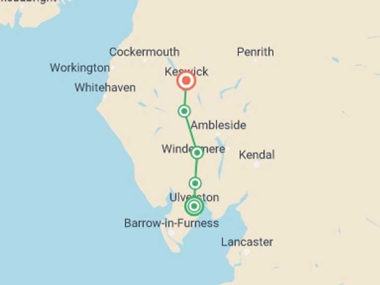 Map of Europe Tour with 6 destination visits for the trip: The Cumbria Way - 8 Days