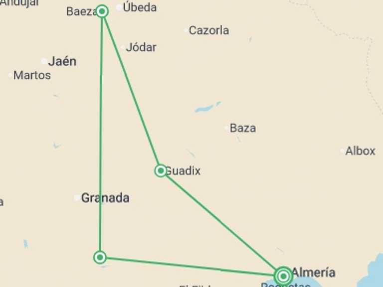 Map itinerary of Mediterranean Tour in May 2026 with 4 destination visits for the trip: Tropical Coast And Nature, Self-drive