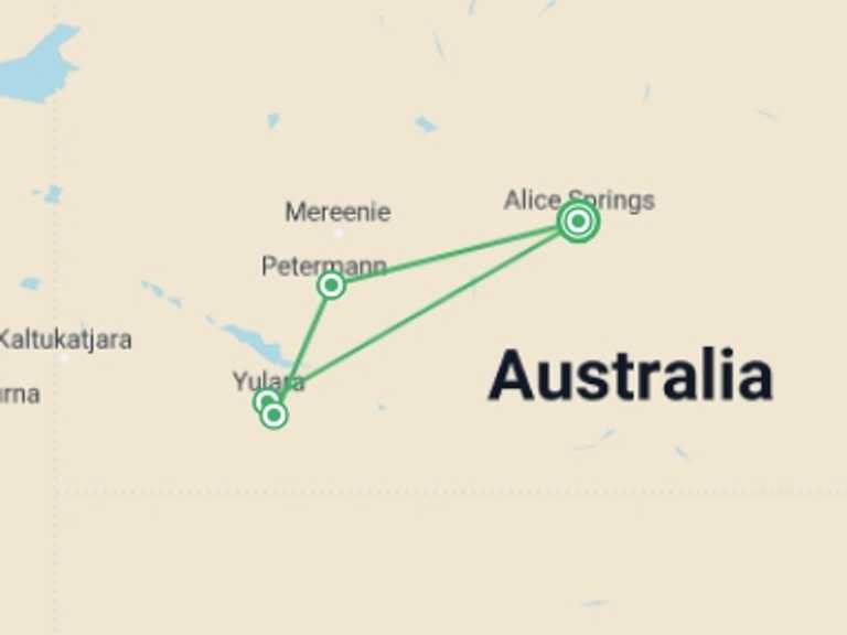 Map of Yulara Tour with 3 destination visits for the trip: Uluru & Kings Canyon Adventure