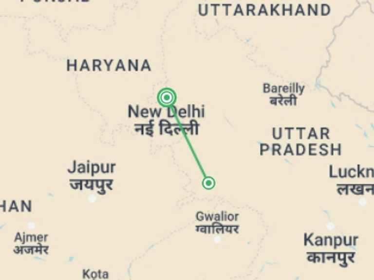 Map of Taj Mahal Tour with 3 destination visits for the trip: Taj Mahal Extension