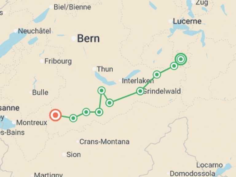 Map of Europe Tour with 10 destination visits for the trip: The Alpine Pass Route