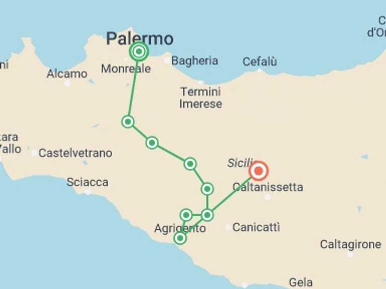 Map of Palermo Sightseeing Tour with 8 destination visits for the trip: Sicily - Magna Via Francigena