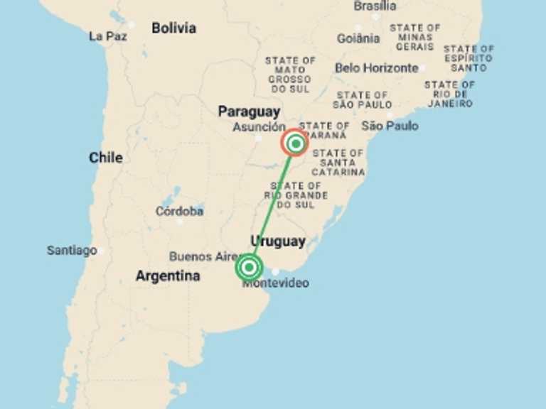 Map of Puerto Iguazu Natural landmarks sightseeing Tour with 3 destination visits for the trip: Marvelous Argentina