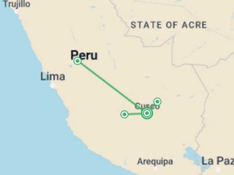 Map of 3-Day Cusco Tour with 1 destination visits for the trip: 3-Day Manu National Park Tour from Cusco