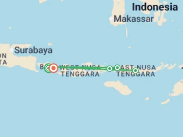 Map of Asia Tour with 6 destination visits for the trip: Signature Indonesia | The Sacred Wild Isles